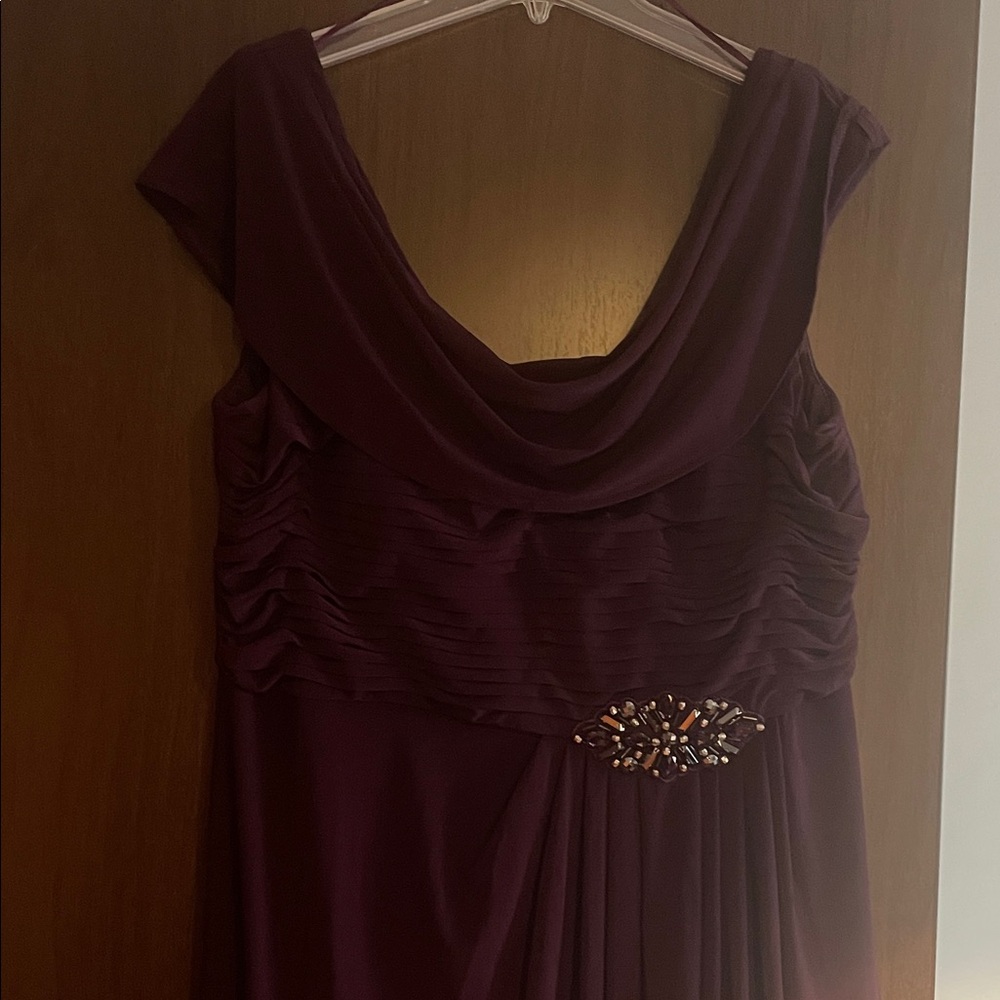 Patra Deep Plum Cowl Neck Maxi Dress with Beaded Waist